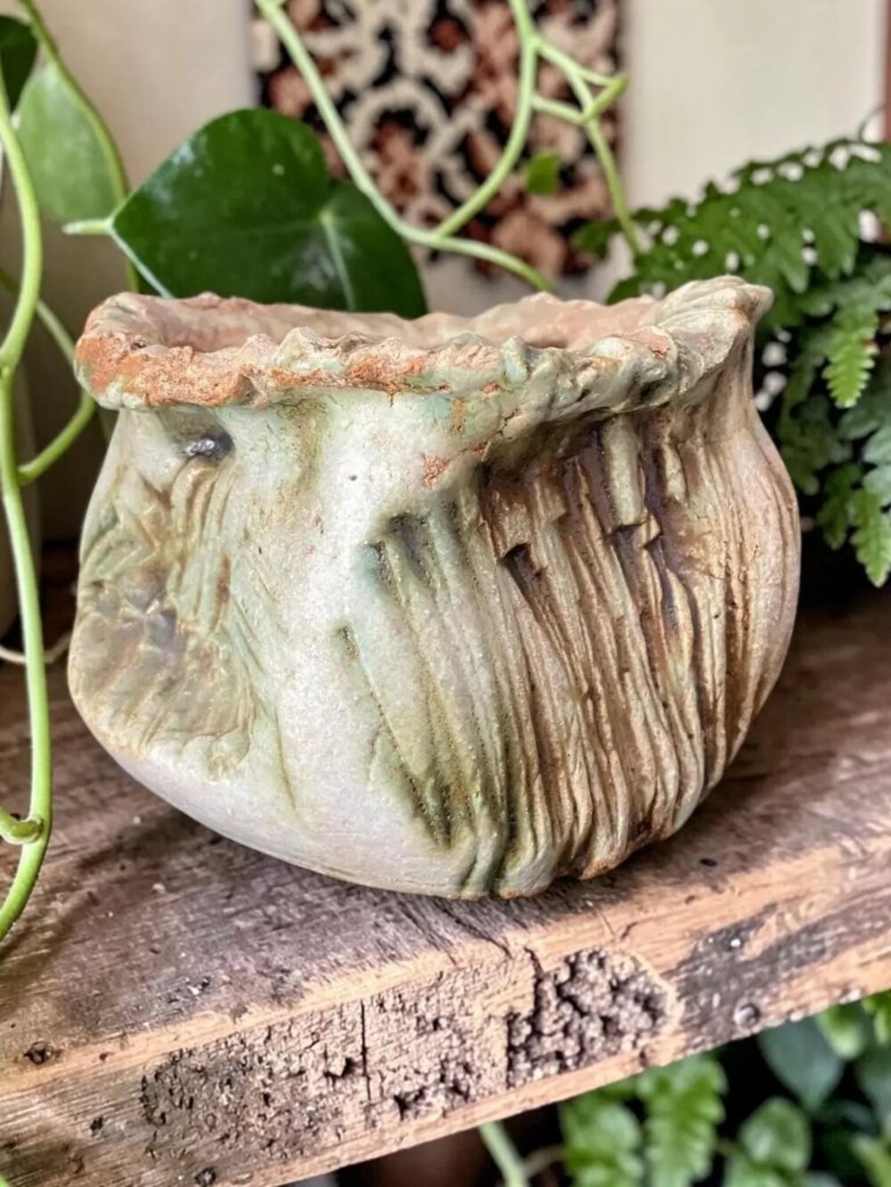Studio Pottery Rustic Wabi Sabi Bowl Handmade Ceramic imperfect Signed Strassman